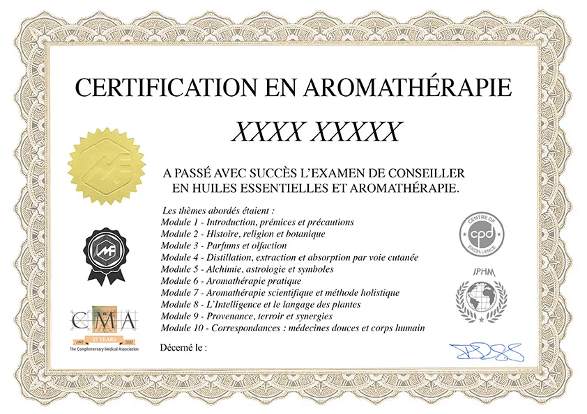 Formation aromathérapie reconnue, certifiante et unique en France