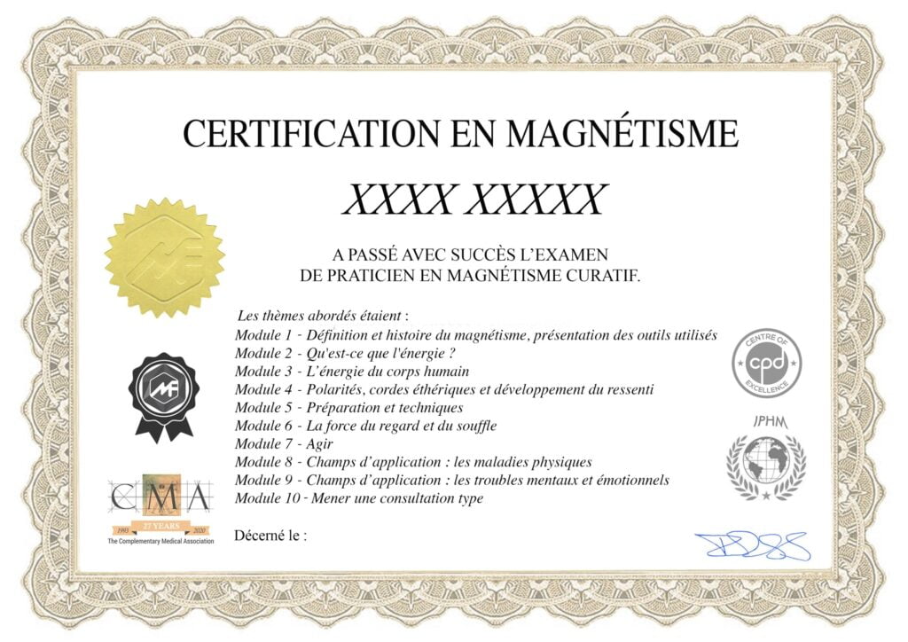 Formation praticien en magnétisme curatif formation magnétisme