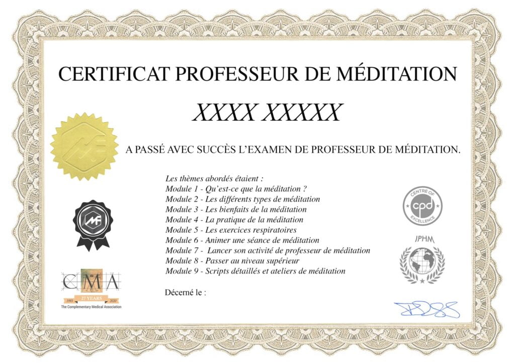 Formation professeur de méditation Formation professeur de yoga