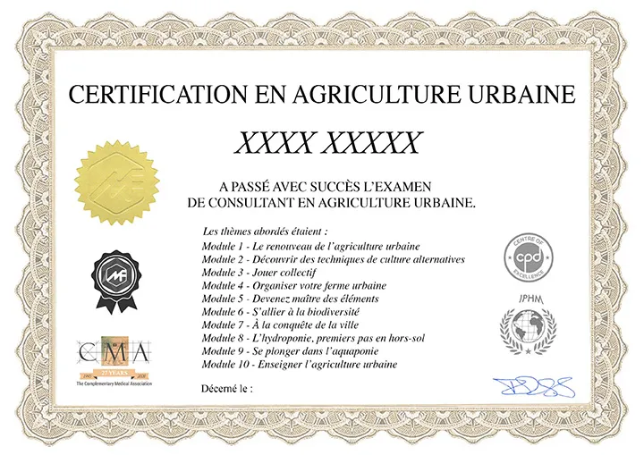 Formation en Agriculture urbaine Formation en Santé et bien-être